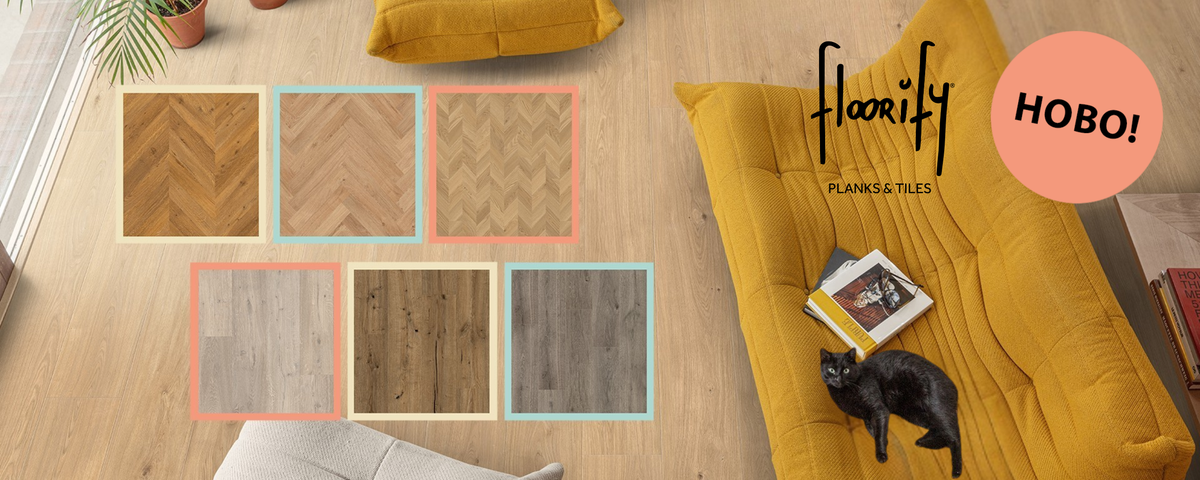 Floorify Planks & Tiles — НОВО в Паркетен Свят: мостри декори, жълт диван и светъл дъбов под