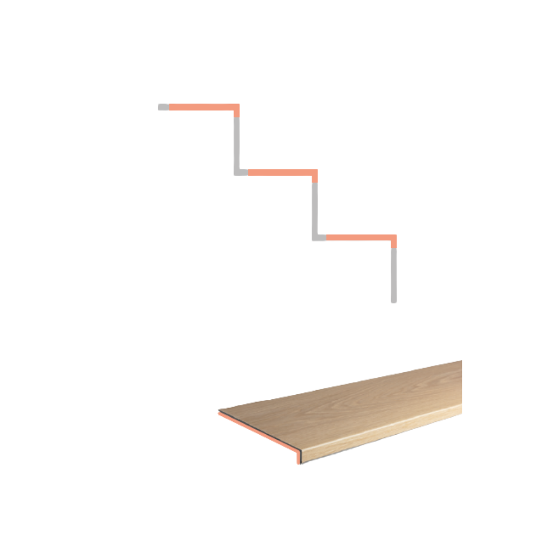 Стъпало Floorify L036 Goose 1500мм — схема на формата (право стъпало)