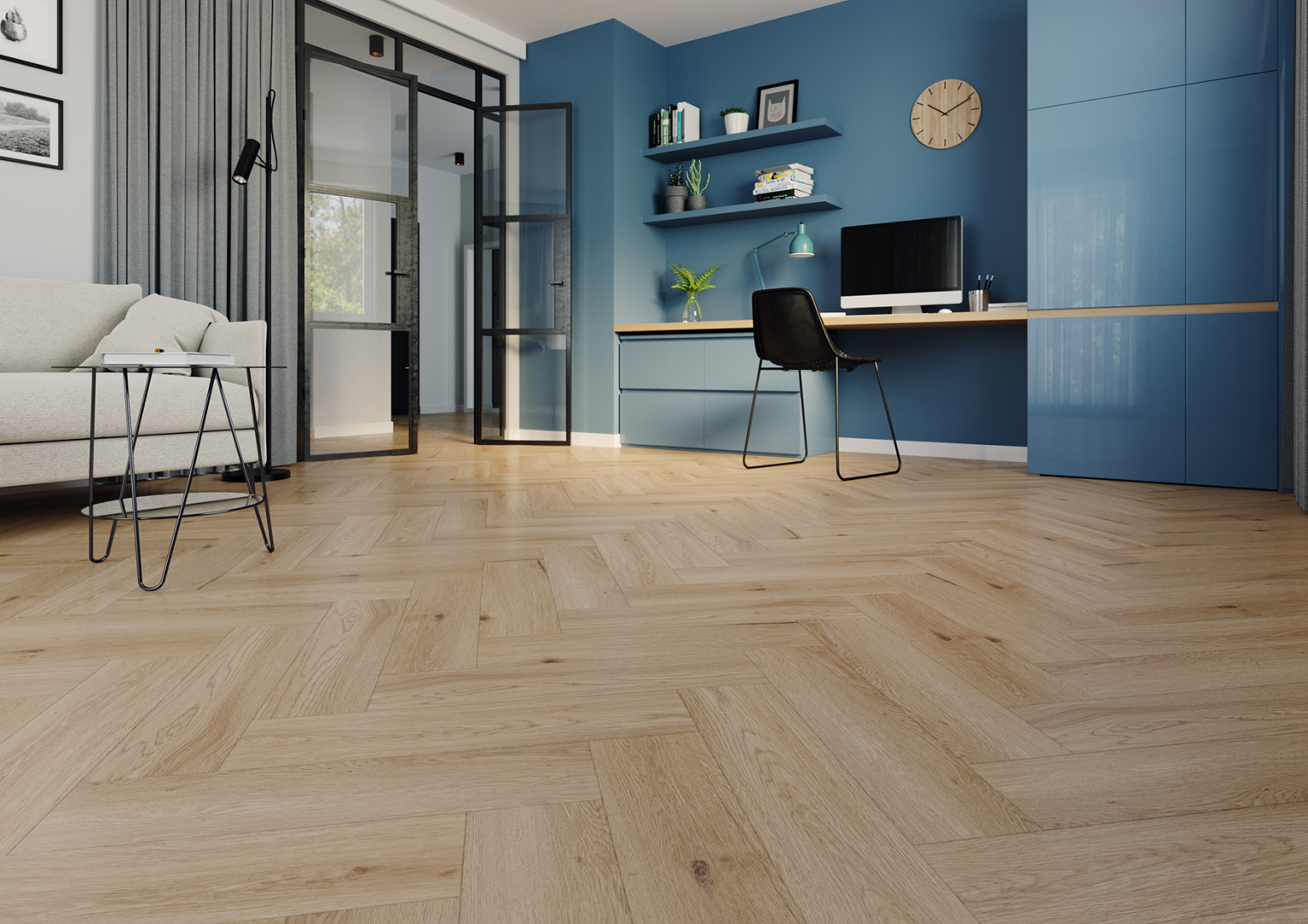 Водоустойчива настилка Amaron Herringbone №153 Дъб Янки 5мм / 33 клас 4V