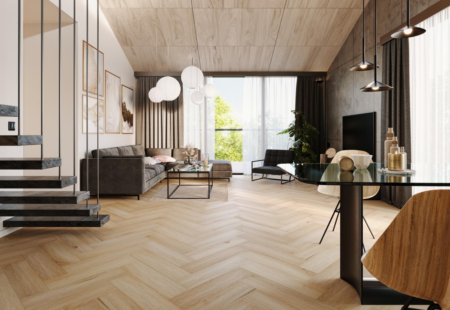 Водоустойчива настилка Amaron Herringbone №153 Дъб Янки 5мм / 33 клас 4V