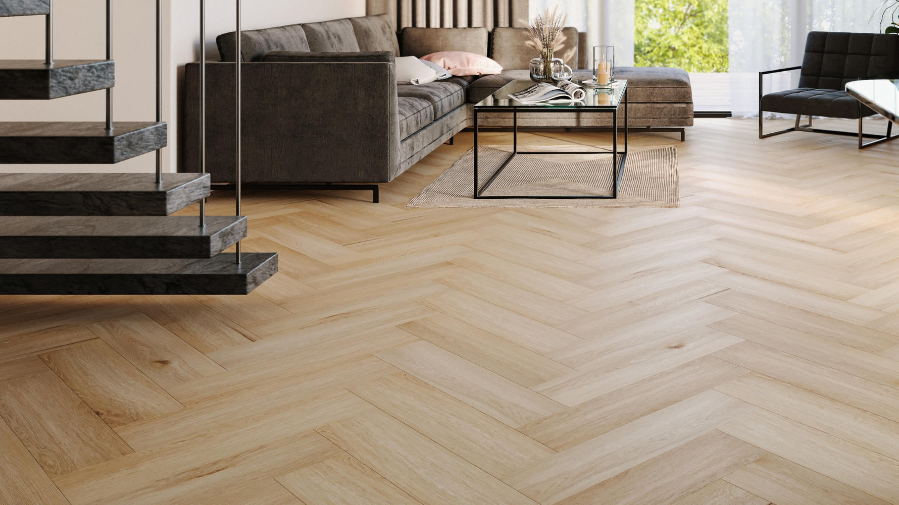 Водоустойчива настилка Amaron Herringbone №153 Дъб Янки 5мм / 33 клас 4V