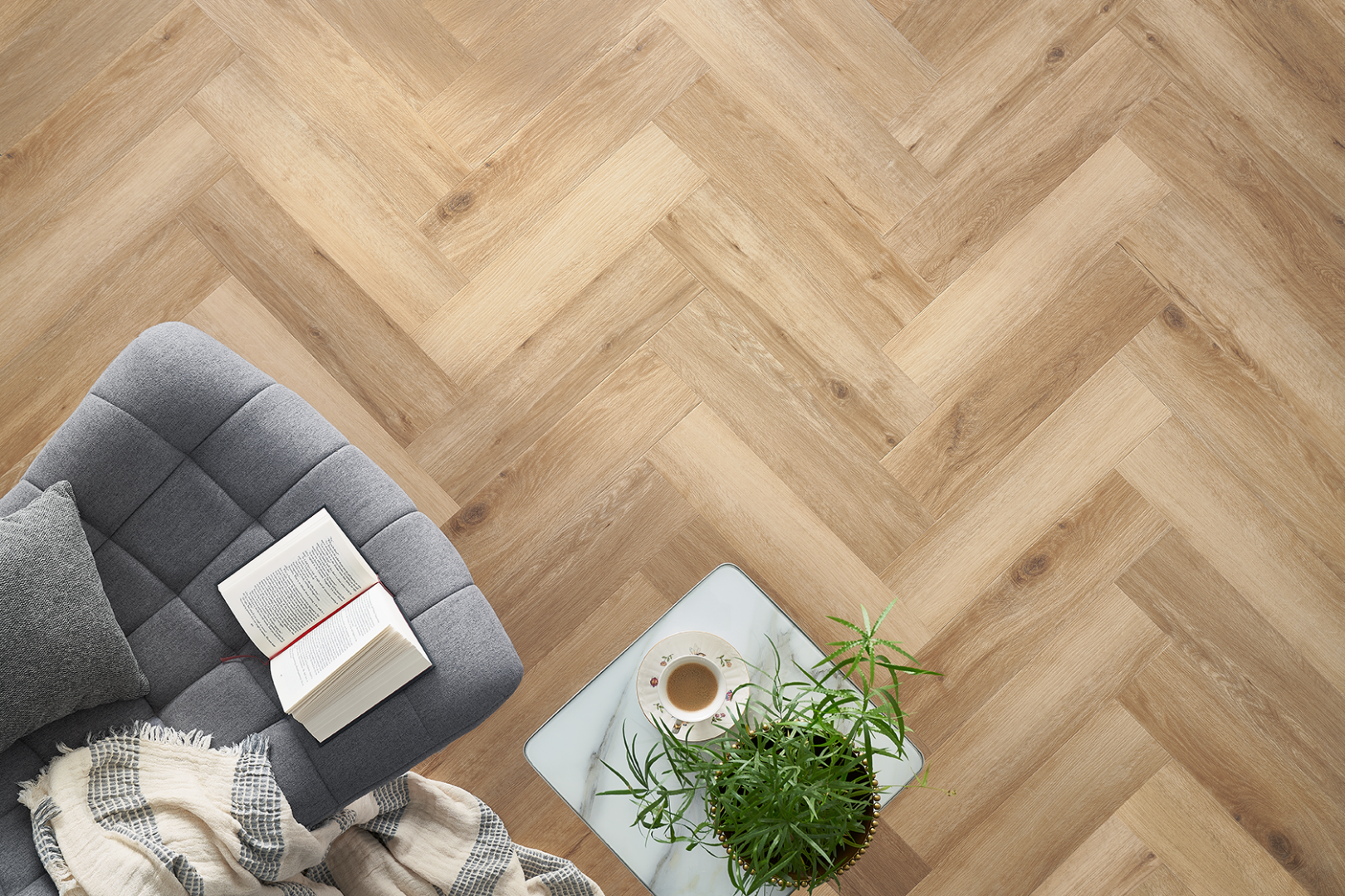 Водоустойчива настилка Amaron Herringbone №159 Дъб Уембли 5мм / 33 клас 4V