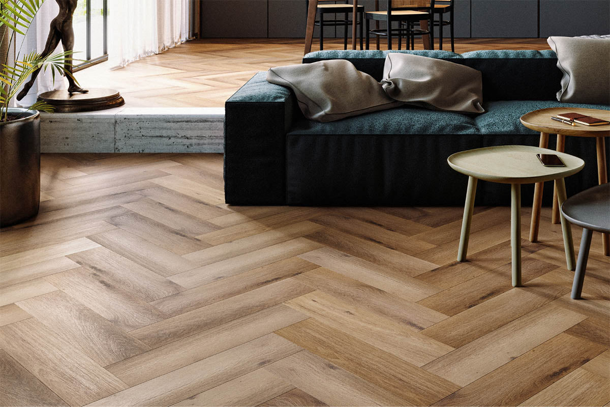 Водоустойчива настилка Amaron Herringbone №147 Дъб Джорджтаун 5мм / 33 клас 4V