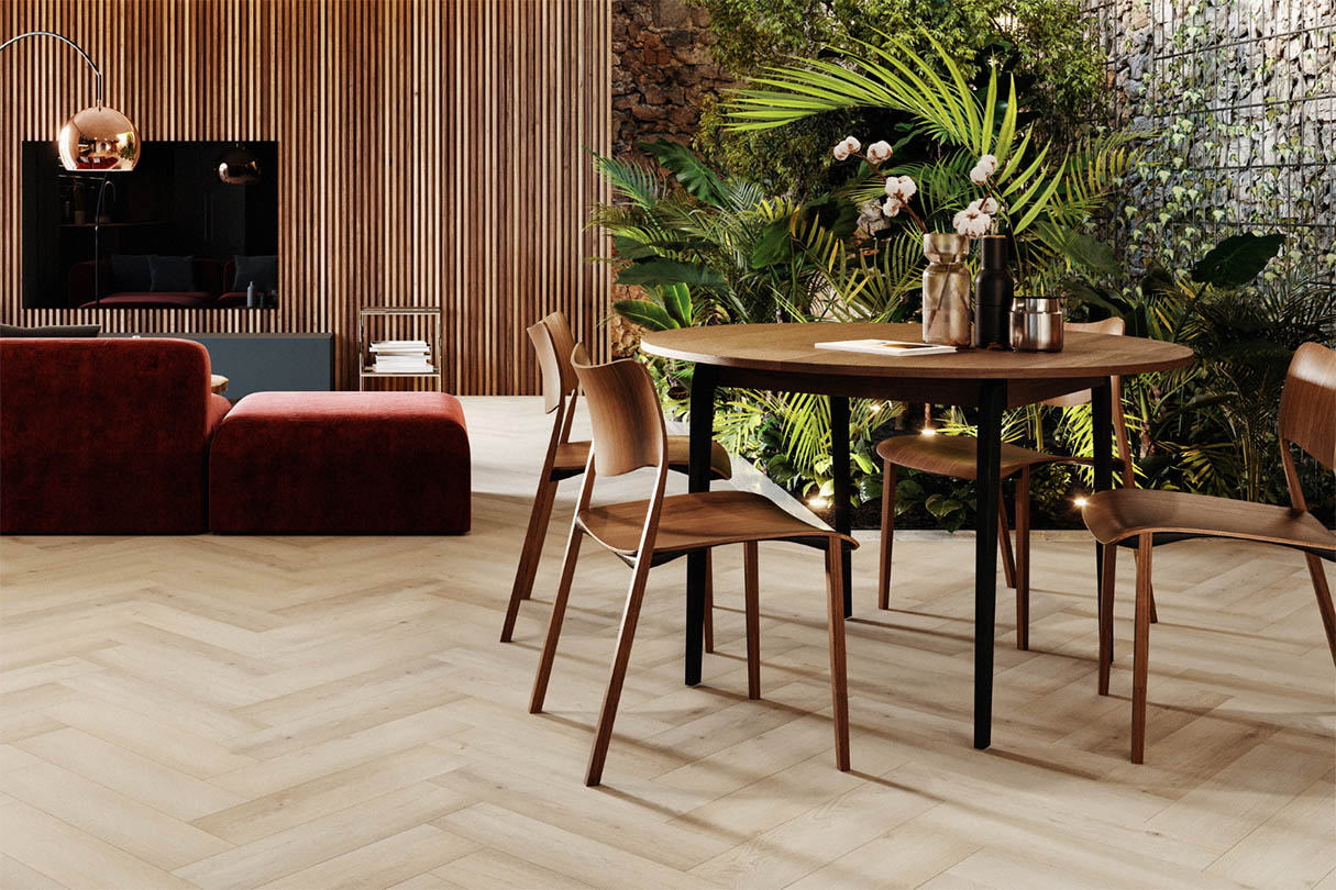 Водоустойчива настилка Amaron Herringbone №167 Дъб Престън 5мм / 33 клас 4V