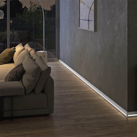 Перваз за LED осветление Cubica бял 2.50м с горна подсветка