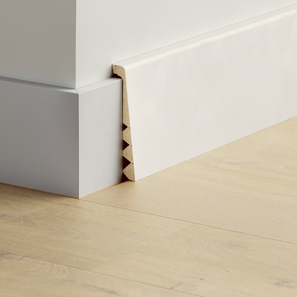 Перваз водоустойчив Quickstep Бял за боядисване 129мм, 2.40м
