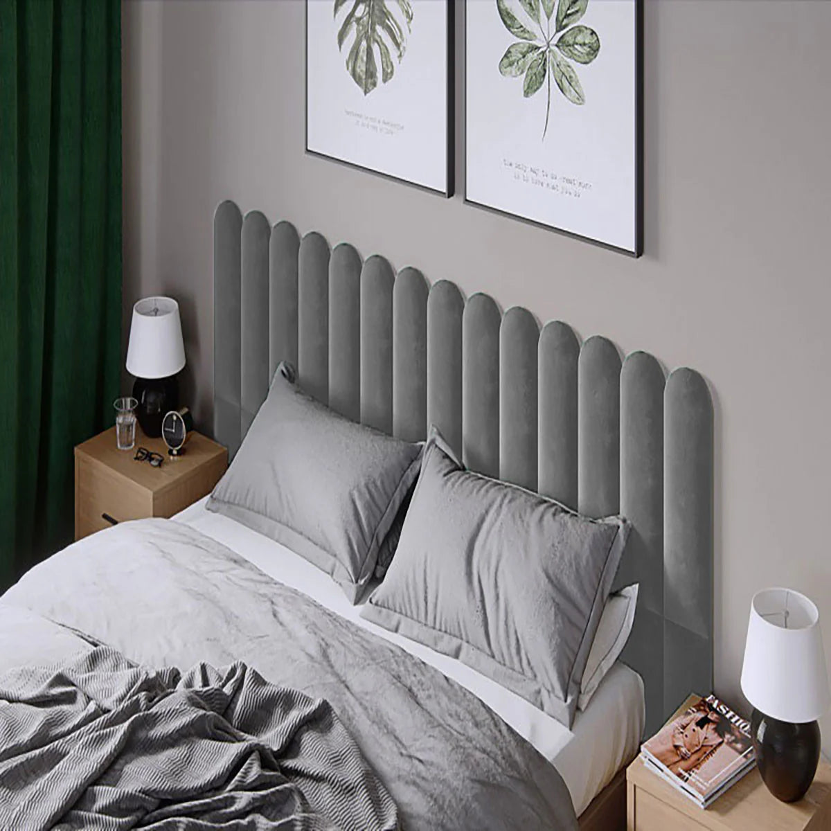 Тапициран стенен панел Vilo Oval Сиво 15x60 см
