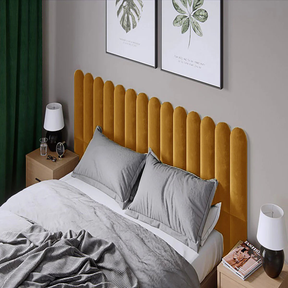 Тапициран стенен панел Vilo Oval Горчица 15x60 см