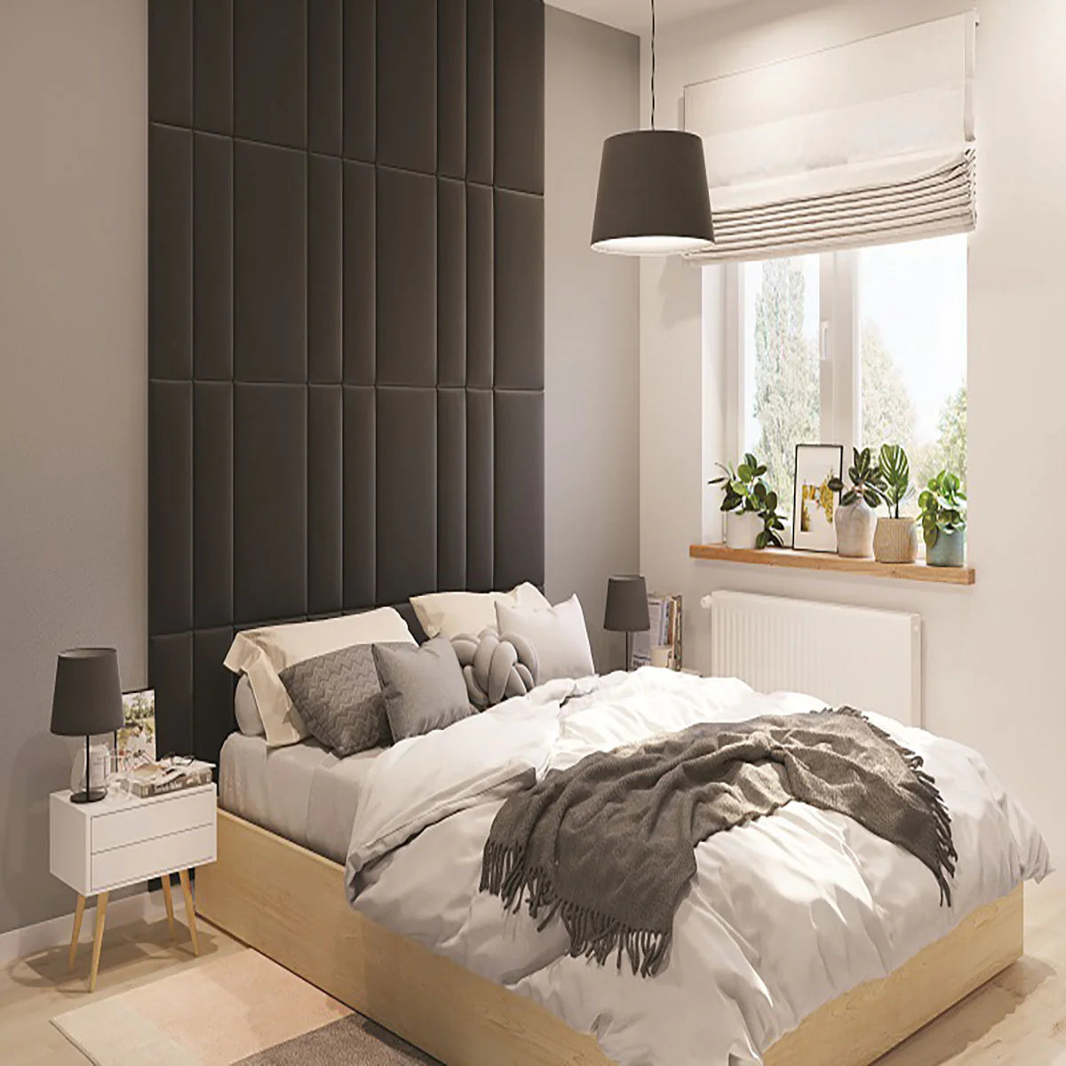 Тапициран стенен панел Vilo Regular 1 №6034838 Графит 30x60 см