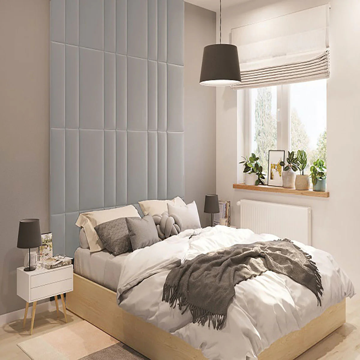 Тапициран стенен панел Vilo Regular 1 №6034836 Сиво 30x60 см