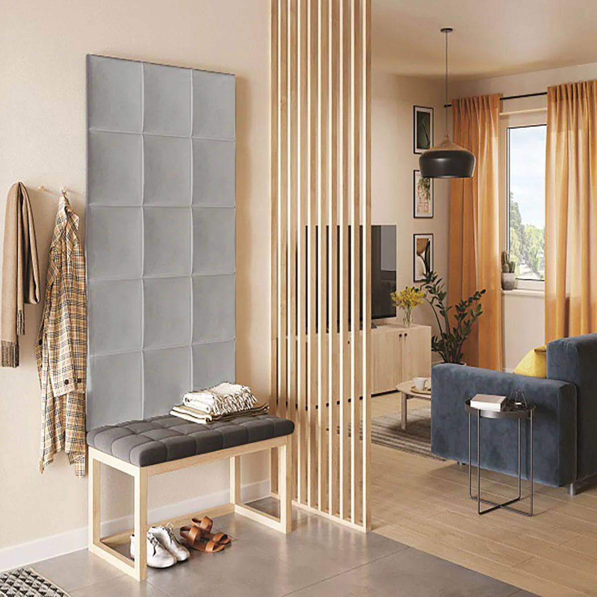 Тапициран стенен панел Vilo Regular 3 Сиво 30x30 см