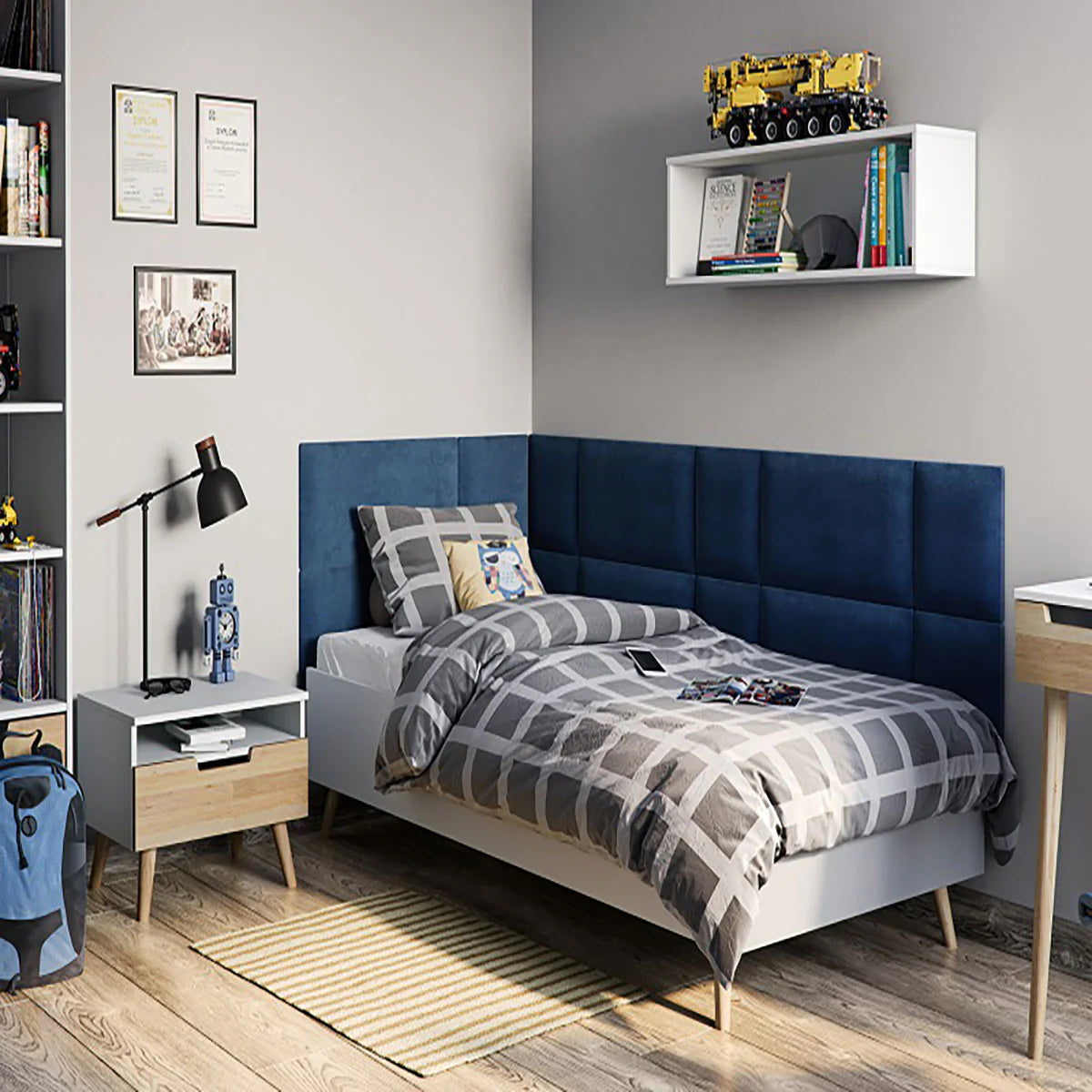 Тапициран стенен панел Vilo Regular 3 Тъмно синьо 30x30 см
