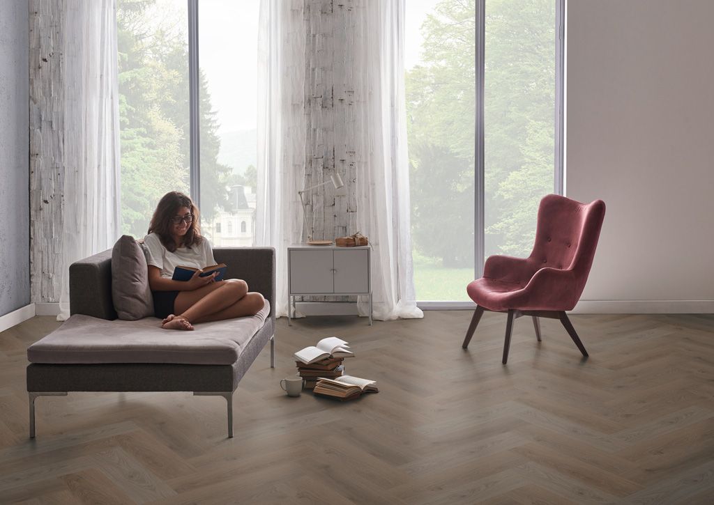 Винилова настилка Check One Herringbone №2076H Дъб Боксбах 4,5+1мм / 42 клас