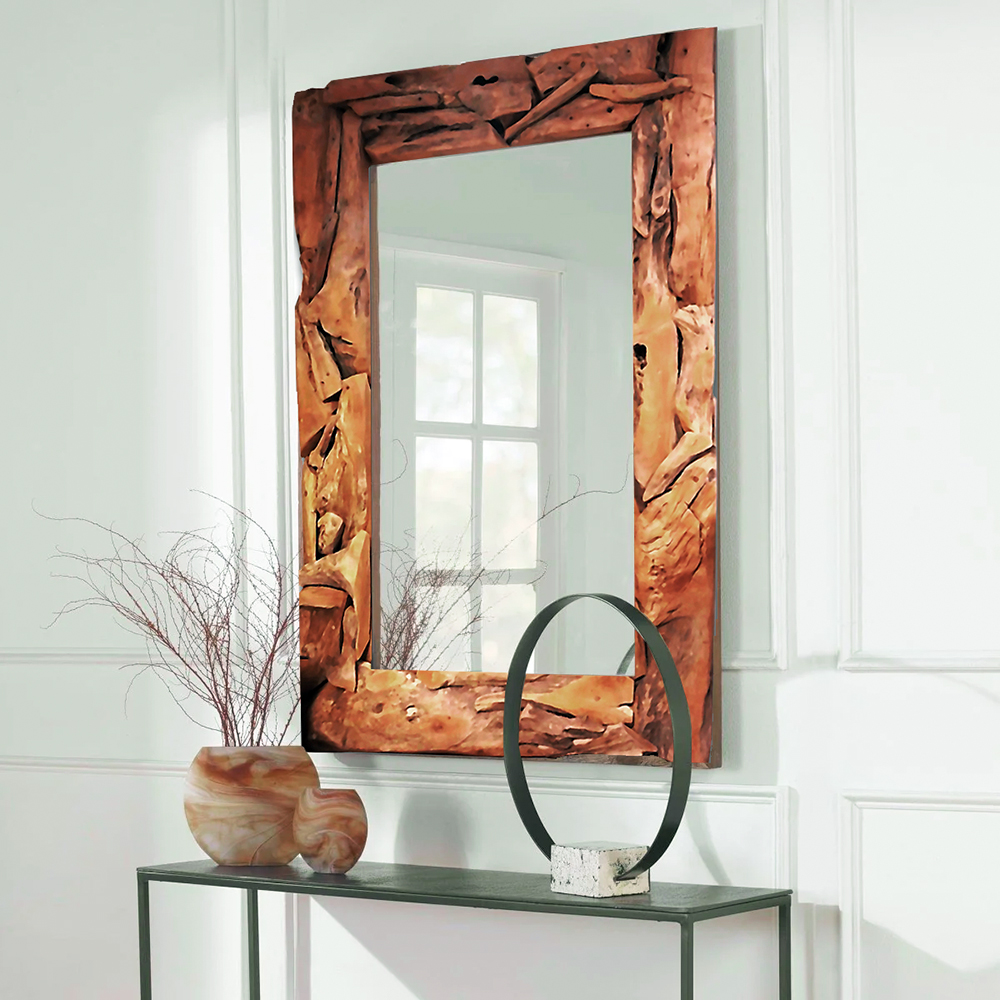 rectangular-mirrors-uttermost-rennick-rustic-wood-mirror-405163 Огледало Тиков корен 80x120см - Image 3